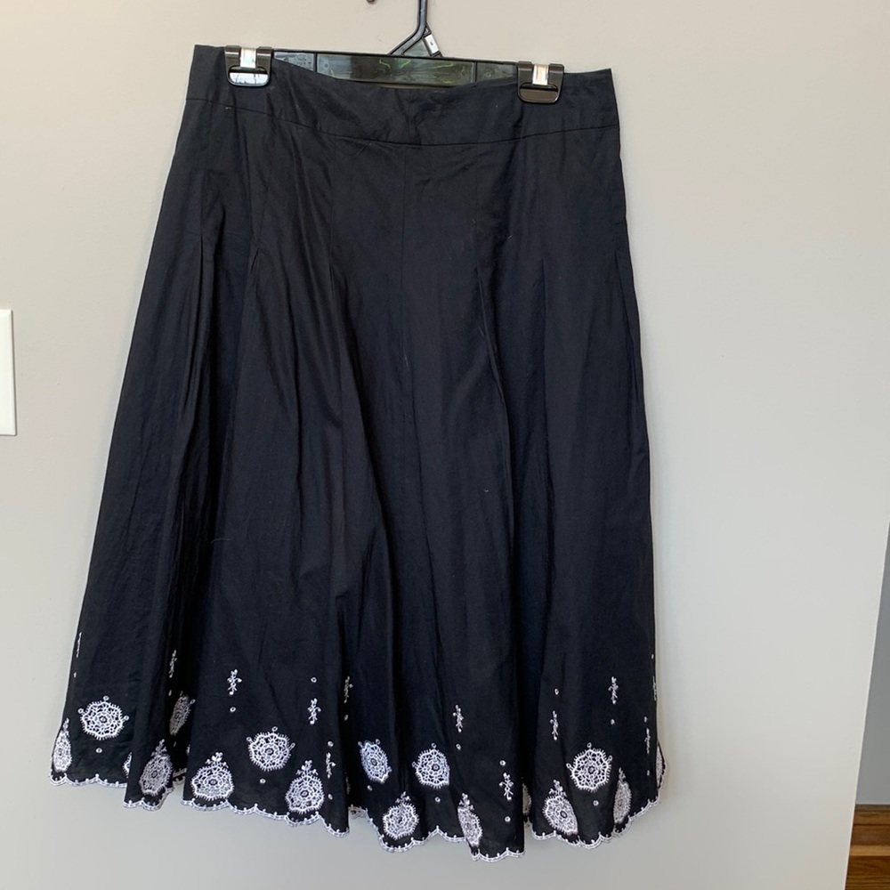 Laura Ashley pleated embroidered skirt